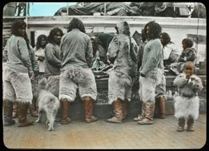 Image of Eskimo [Inughuit] Dog-Drivers [aboard S.S. Roosevelt]